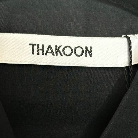 Thakoon Collared Short Sleeve Cotton Black Maxi Dress Womens Size 2 - Picture 6 of 11